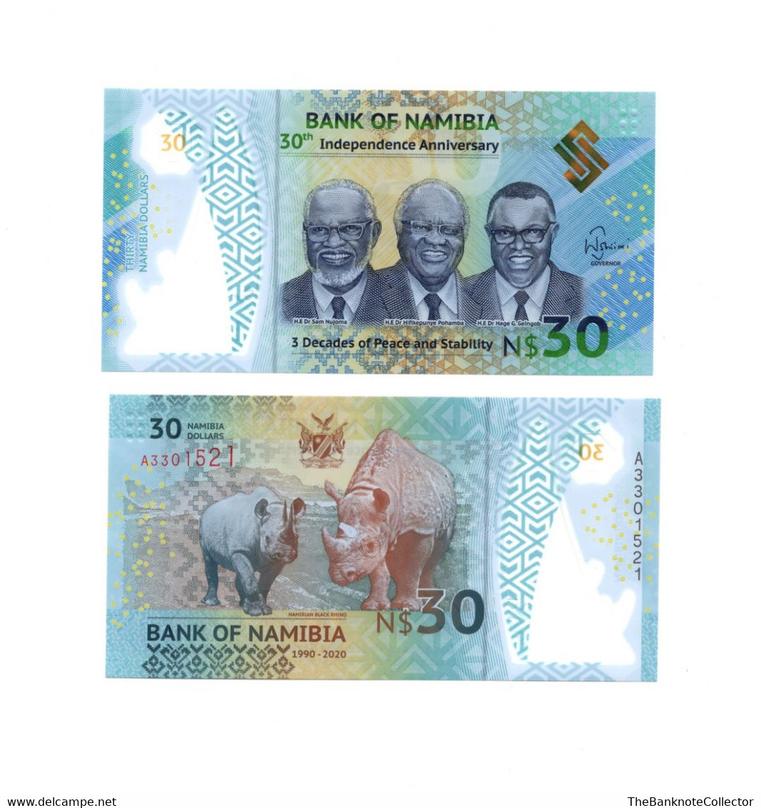 Namibia 30 New Dollars ND 2020 Polymer Issue Prefix AO  P-18 UNC - Namibië