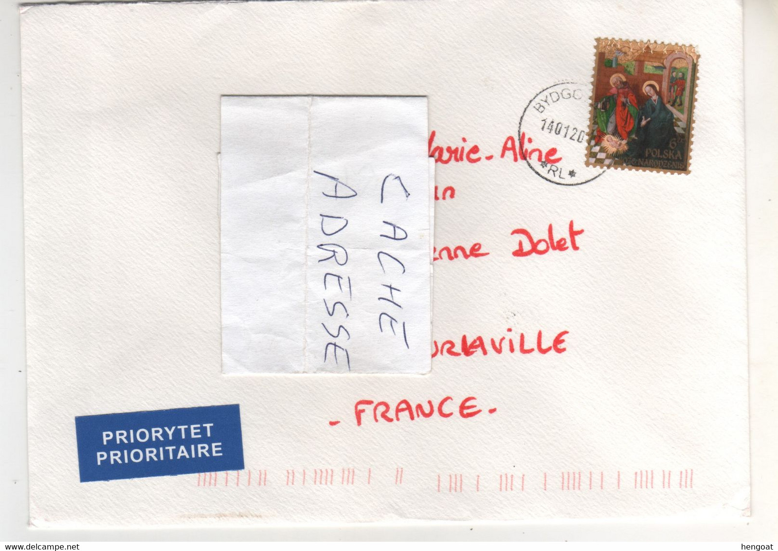 Timbre , Stamp " Tableau Nativité "  Sur Lettre  Du 14/01/2017 Pour La France - Covers & Documents