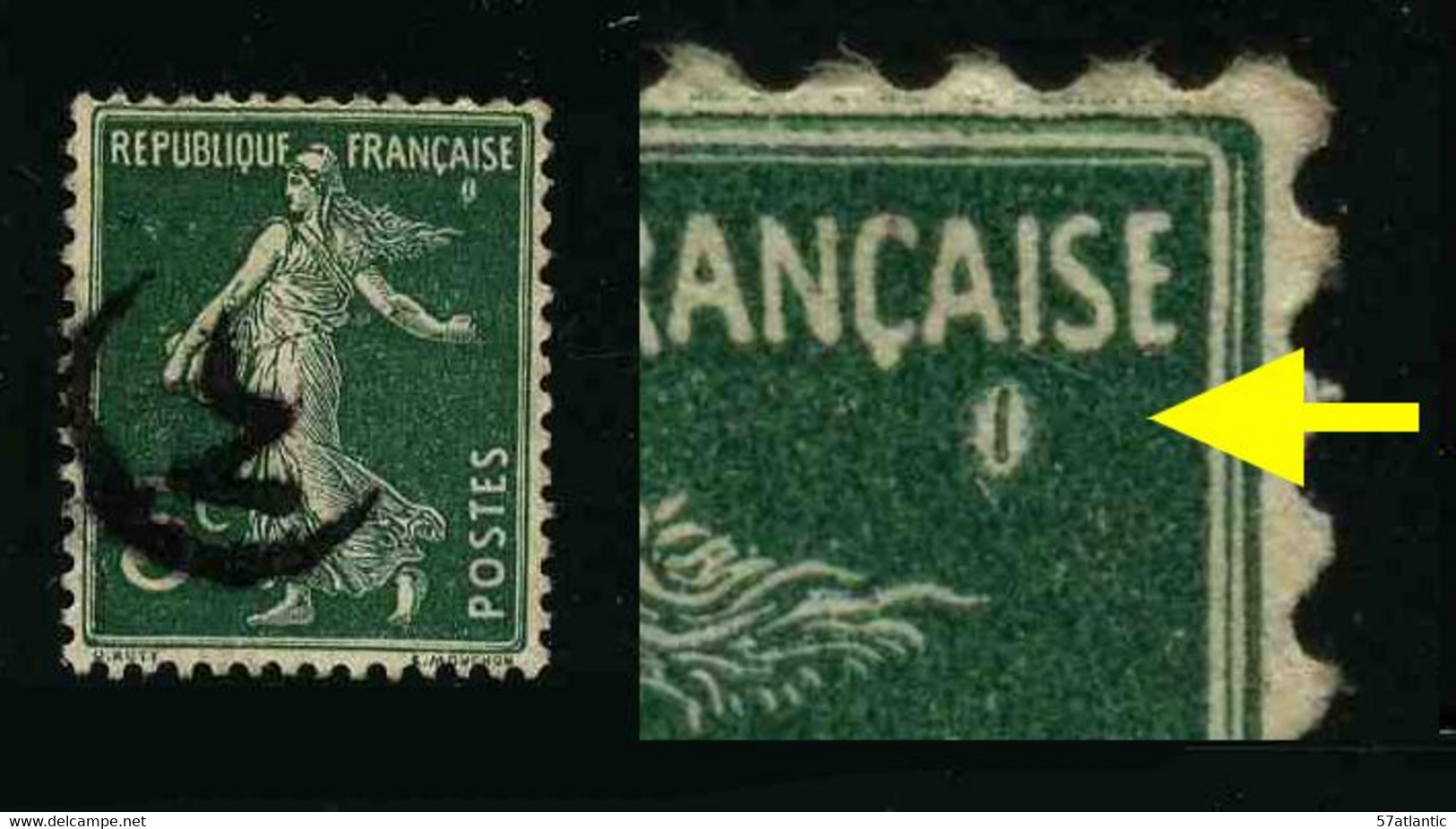 FRANCE - VARIETE - YT 137 - SEMEUSE 5c Type I - CHENILLE - TIMBRE OBLITERE - Used Stamps