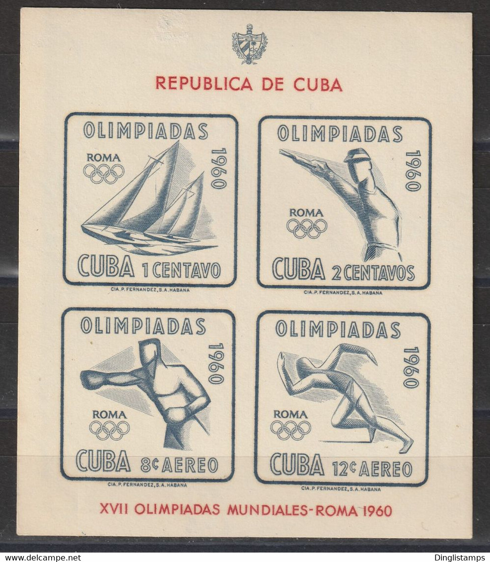 CUBA - 1960 OLYMPIC GAMES M/S - Sin Dentar, Pruebas De Impresión Y Variedades