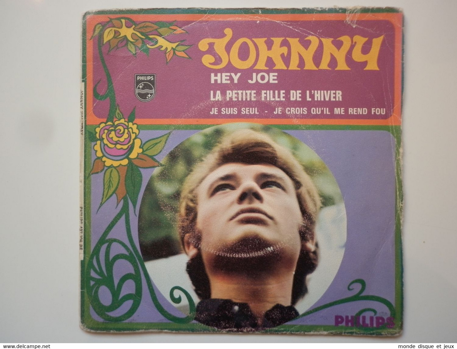 Johnny Hallyday 45Tours EP Vinyle Hey Joe / Je Suis Seul Papier Imp S.P.P. Louviers Avec Rabats Label Bleu BIEM - 45 T - Maxi-Single