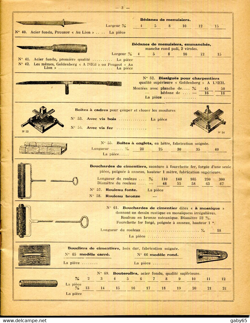 PARIS.CATALOGUE OUTILLAGE " BRICARD " 39 RUE DE RICHELIEU. - Non Classés