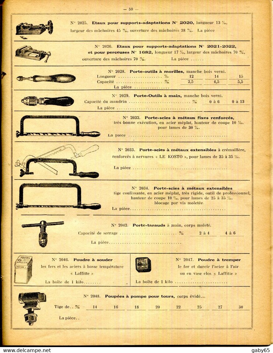 PARIS.CATALOGUE OUTILLAGE " BRICARD " 39 RUE DE RICHELIEU.