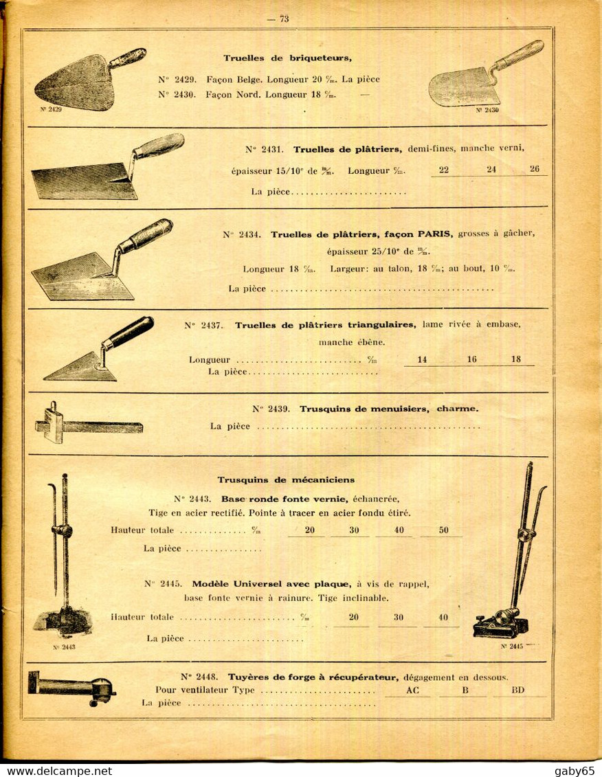 PARIS.CATALOGUE OUTILLAGE " BRICARD " 39 RUE DE RICHELIEU.