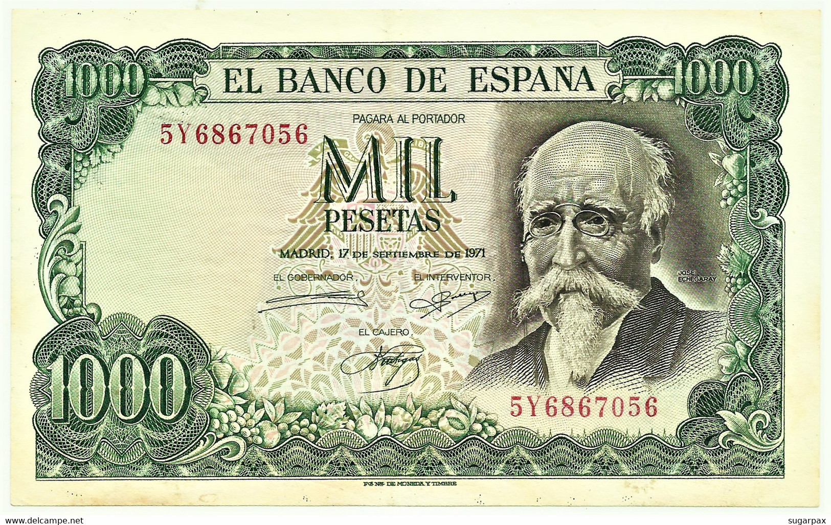 ESPAÑA - 1000 Pesetas - 17.09.1971 ( 1974 ) - Pick 154 - Serie 5Y - José Echegaray - 1.000 - 1000 Pesetas