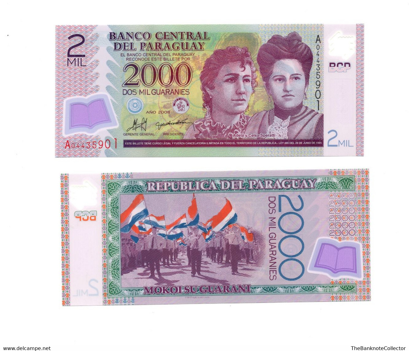 Paraguay 2000 Guaranies 2008 Polymer Issue P-228 UNCIRCULATED - Paraguay