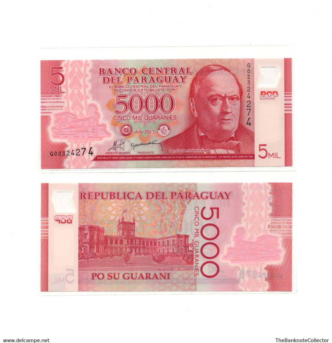 Paraguay 5000 Guaranies 2011 Polymer Issue P-234 UNCIRCULATED - Paraguay