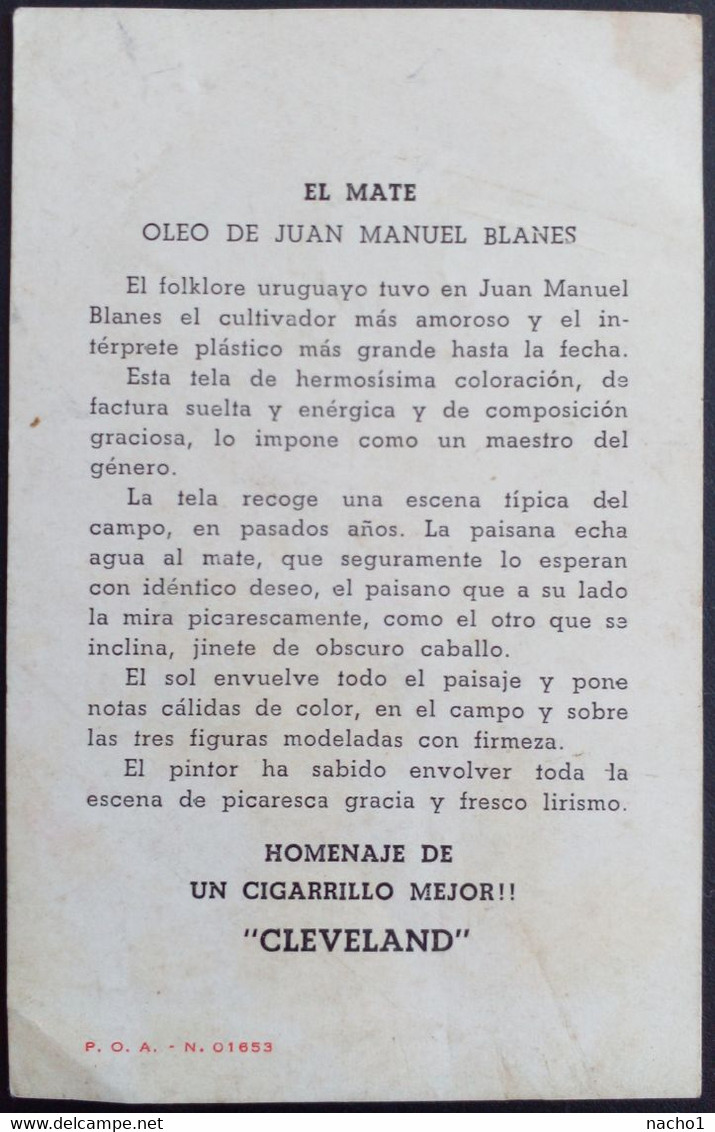 Chromo Publicité Cigarette Cleveland, Gaucho,Uruguay, El Mate, Tableau De Juan Manuel Blanes - Reclame-artikelen