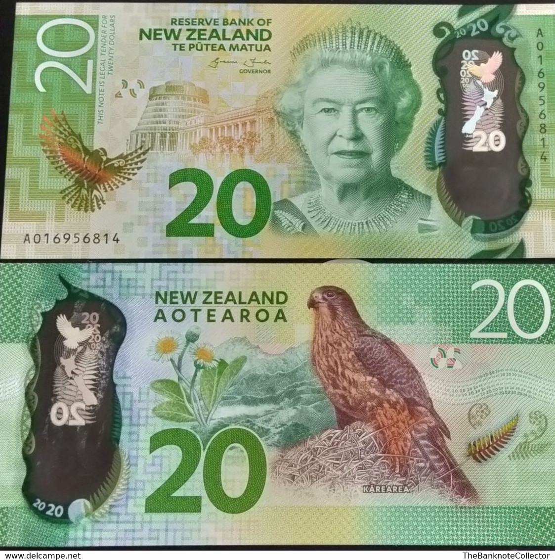 New Zealand 20 Dollars ND 2016 Polymer Issue Queen Elizabeth UNC P-193 - Nueva Zelandía