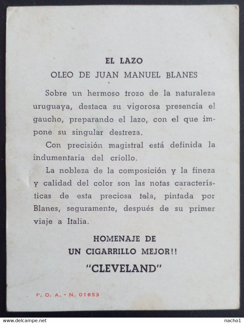 Chromo Publicité Cigarette Cleveland, Gaucho,Uruguay, El Mate, Tableau De Juan Manuel Blanes - Objets Publicitaires