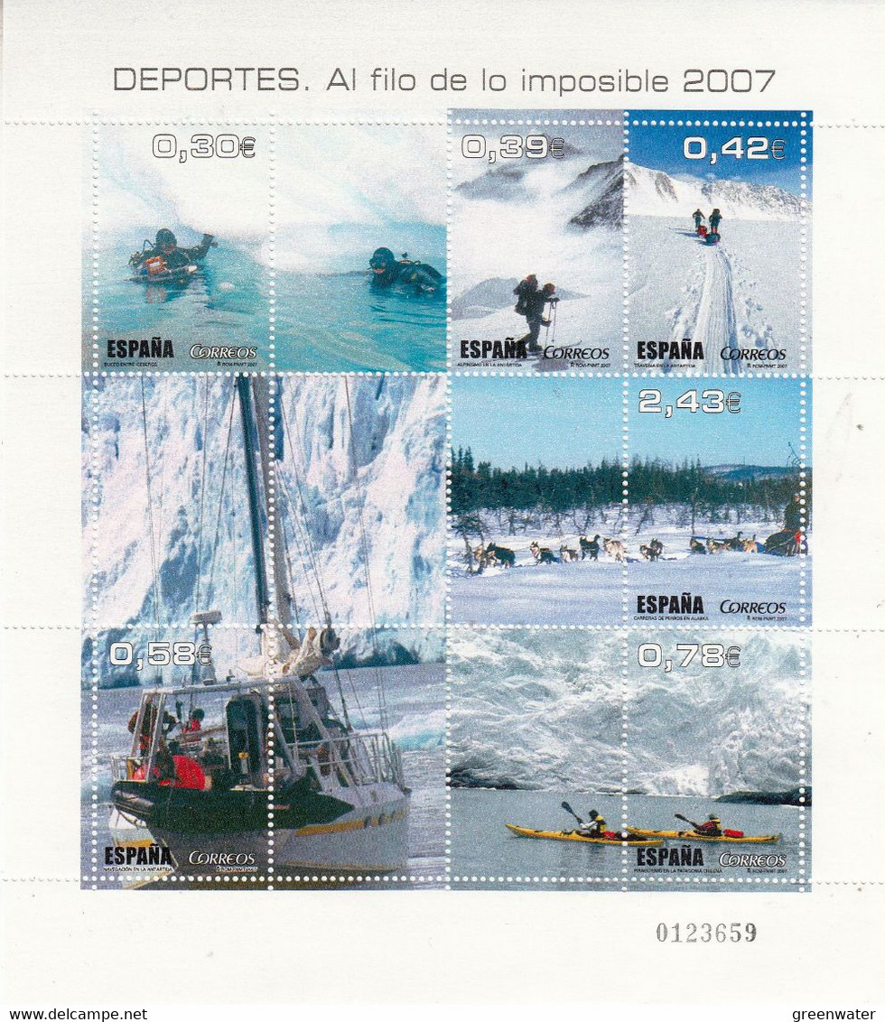 Spain 2007 Deportes With Antartica Stamps Sheetlet ** Mnh (57498) - Blocs & Hojas