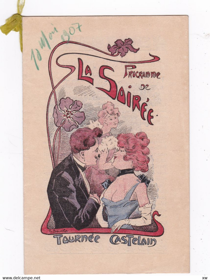 PROGRAMMES - Programme Du 10 Mai 1907 De La Soirée "Tournée Castelain" Illustré Par Gabriel BEUNKE (fin XIXe - XXe) - Programmes