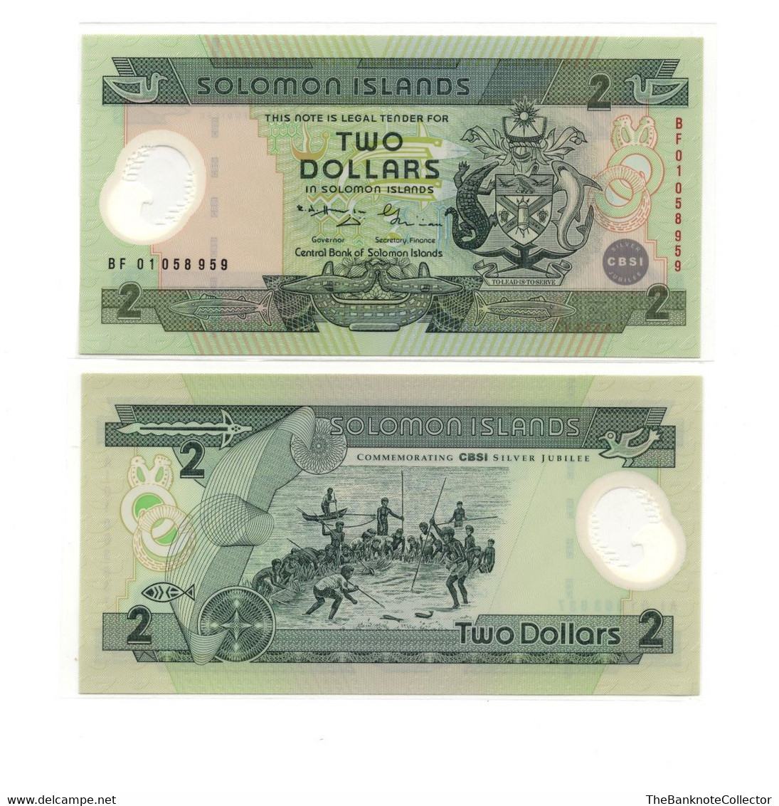 Solomon Islands 2 Dollars  2001 Silver Jubilee Commemorative Polymer Issue P-23 UNCIRCULATED - Solomonen