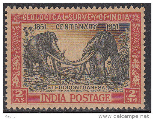 India MNH 1951,  Cent., Of Geological Survey, Elephant, Animal, Shegodon Ganesa, - Nuevos