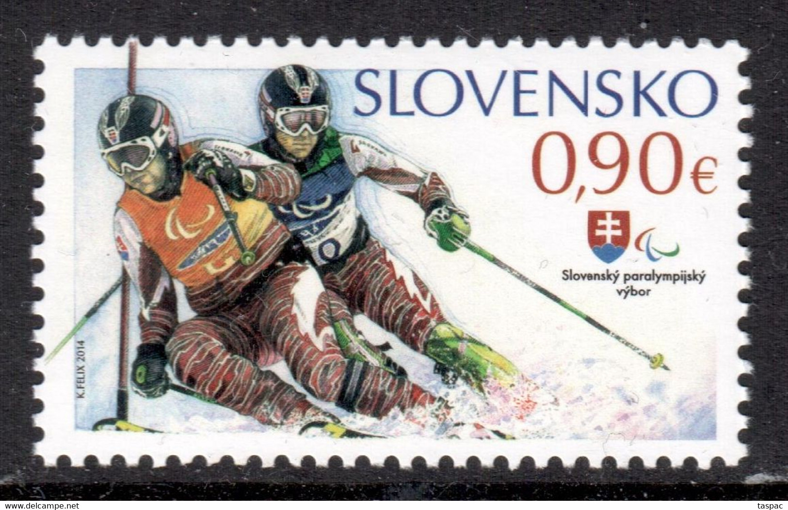 Slovakia 2014 Mi# 728 ** MNH - Winter Paralympic Games, Sochi / Skiing - Inverno 2014: Sotchi