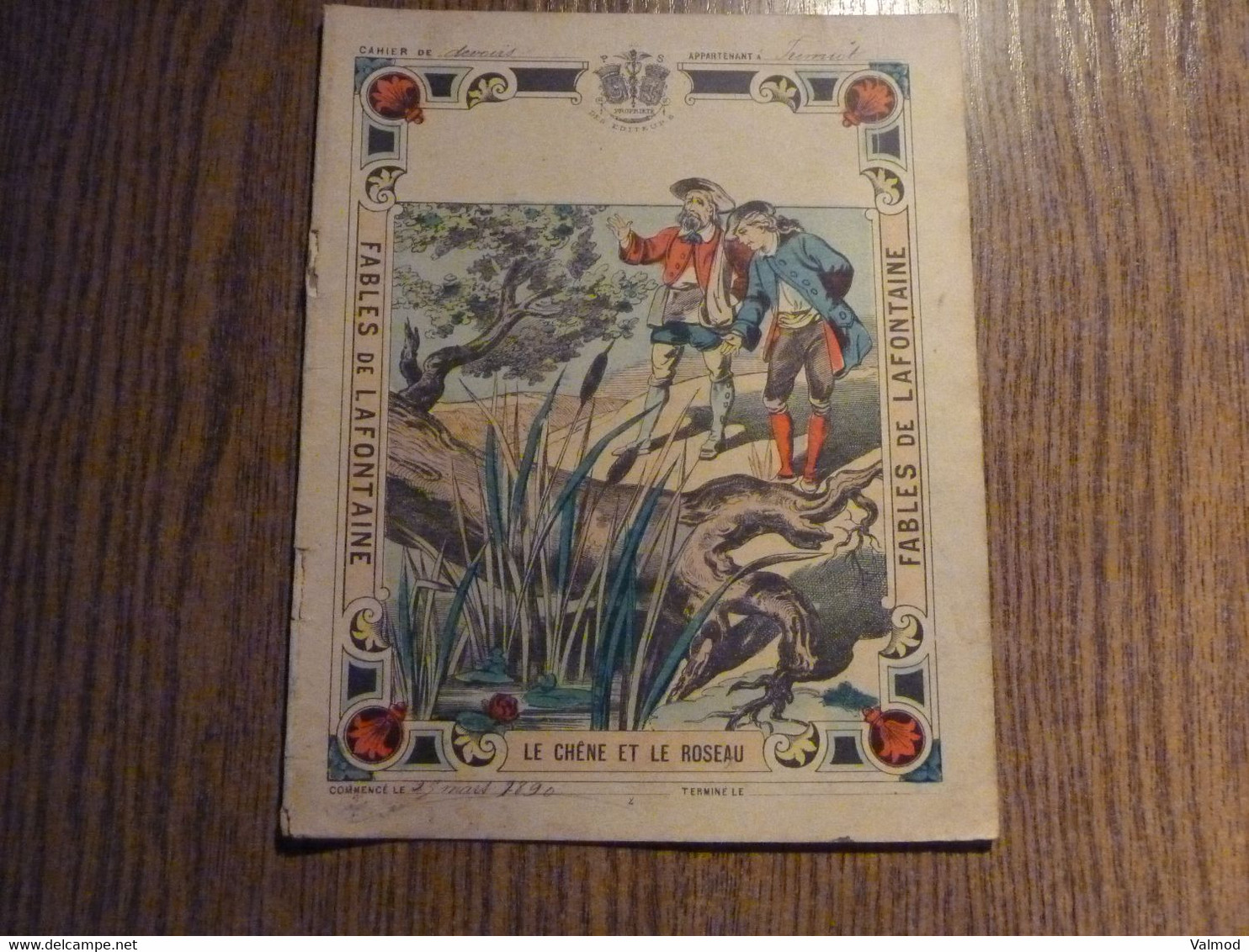 Protège-Cahier/Couverture "Fables De La Fontaine - Le Chêne Et Le Roseau" - Format Plié 22,4 X 17,8 Cm Environ. - Protège-cahiers