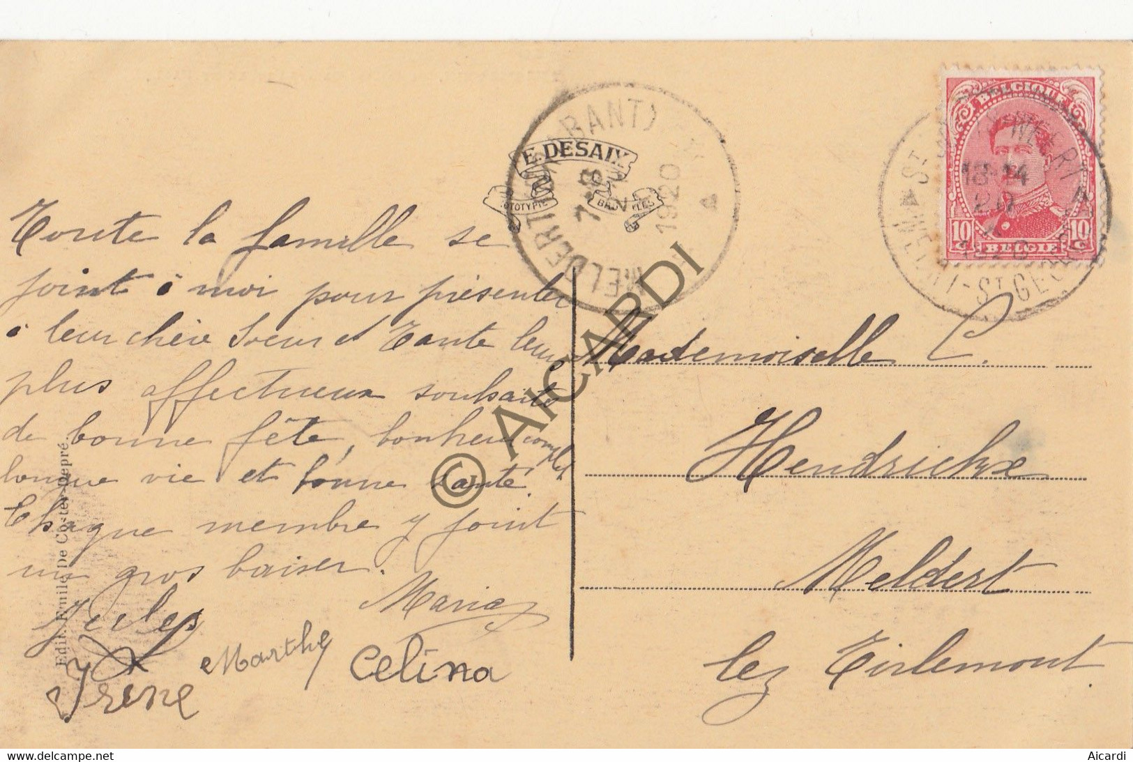 Postkaart / Carte Postale - NEERIJSE - Eglise Saint Pierre Et Paul  - Sterstempel Meldert 1920 (A638) - Huldenberg