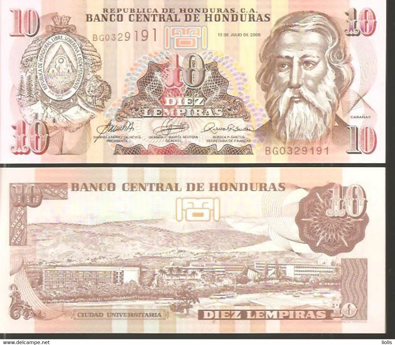 Honduras P-86d  10 Lempiras  2006  UNC - Honduras