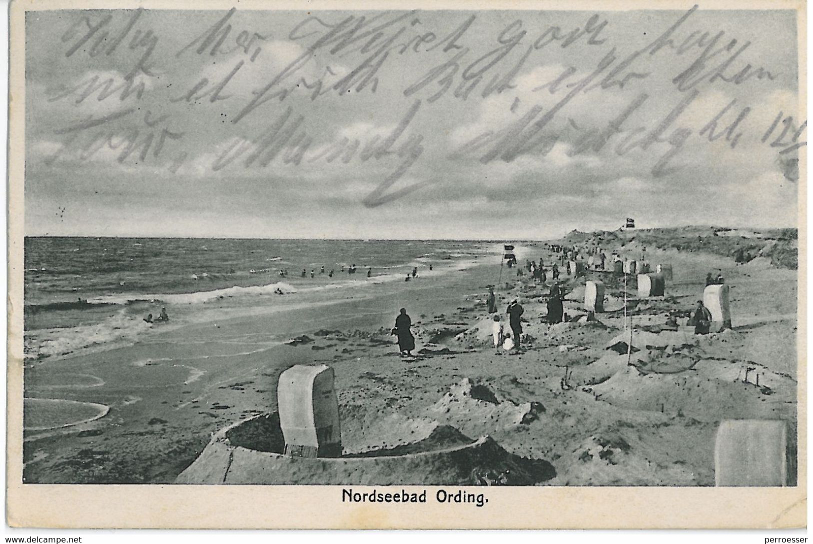 Nordseebad Ording,  Strandansicht 1929 - St. Peter-Ording