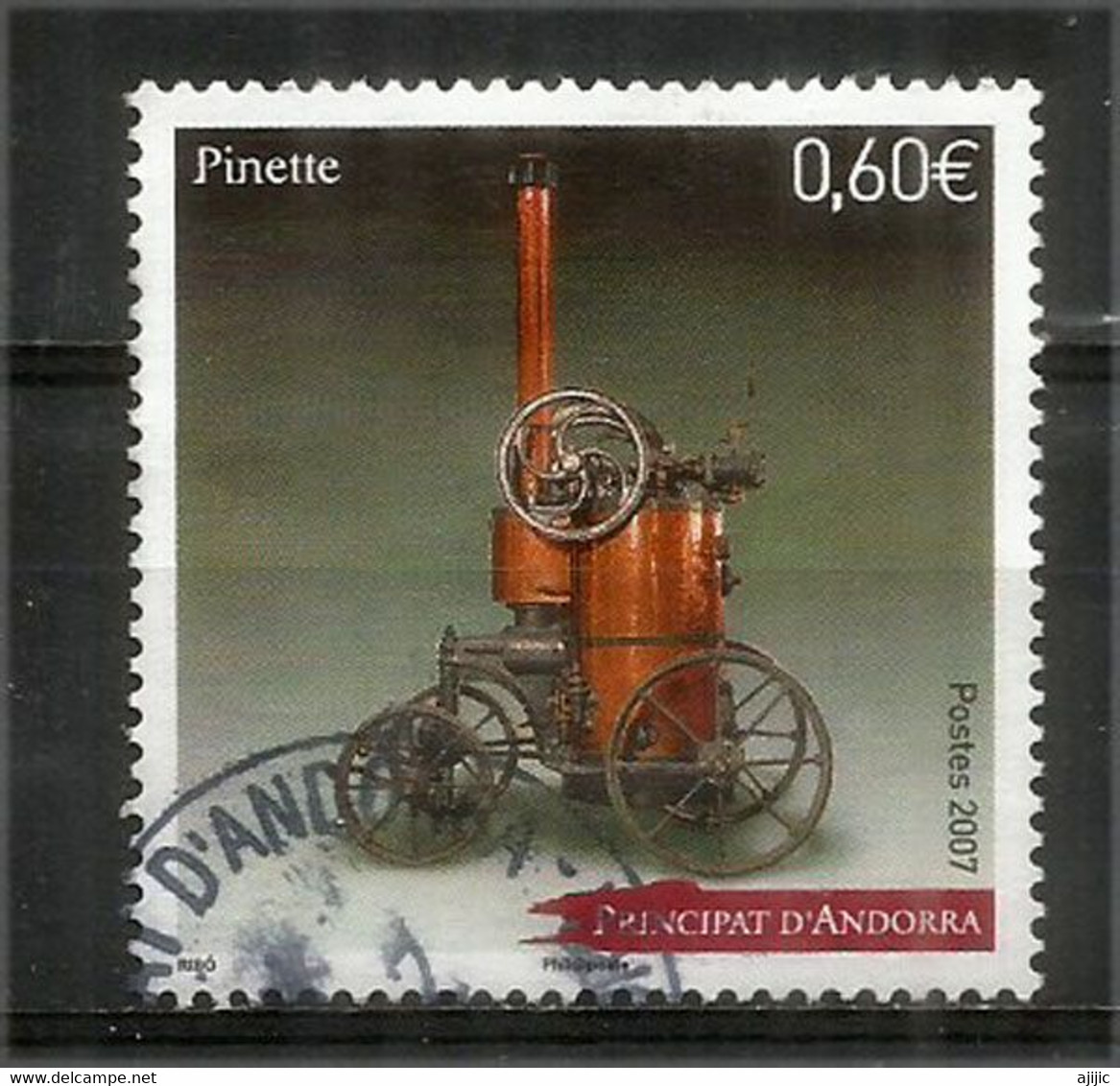 La Machine à Vapeur "PINETTE" 1885.Musée National Automobile De La Principauté D'Andorre,oblitéré 1 ère Qualité - Used Stamps