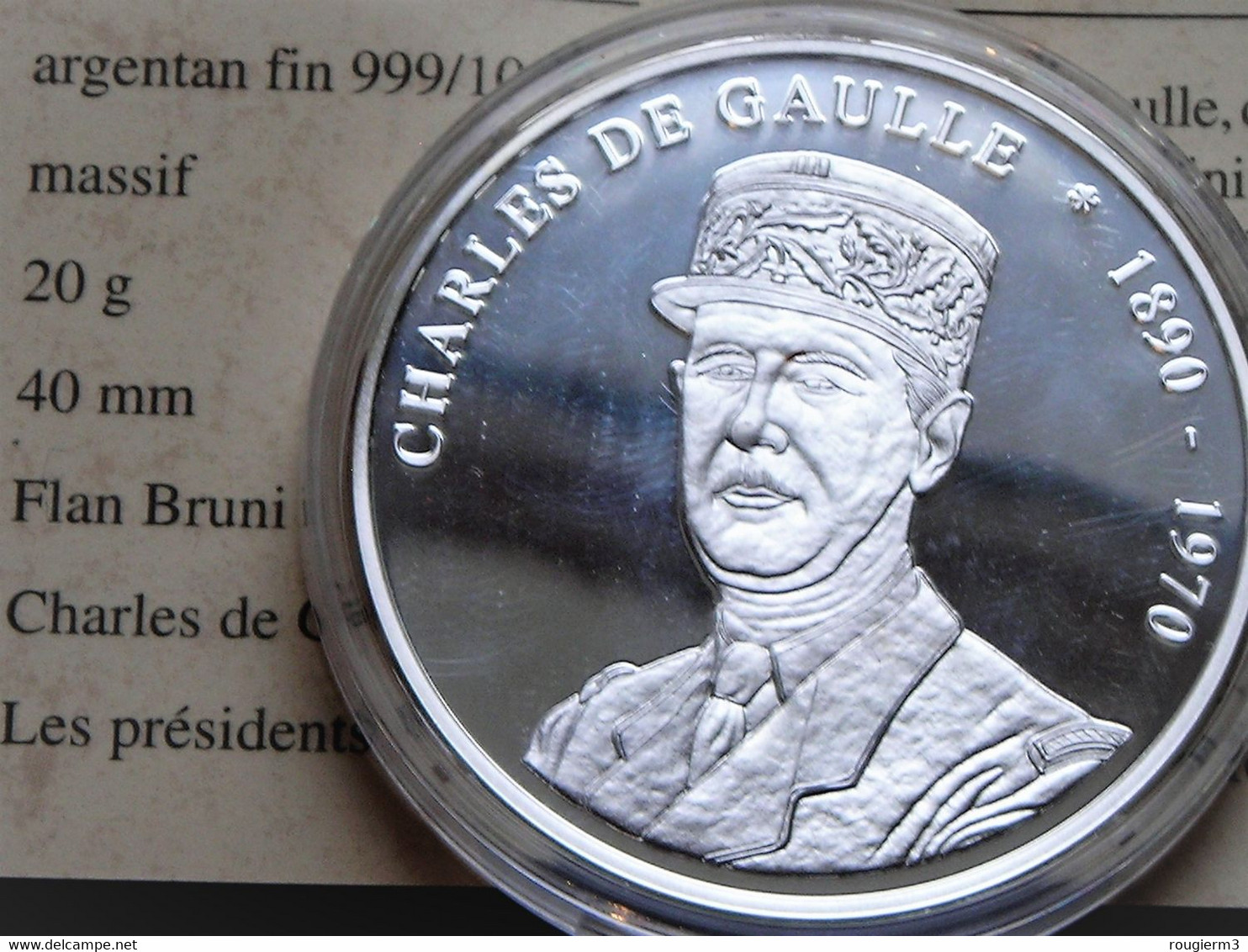 Superbe Médaille ARGENT Massif 999/ 1000 Du Général DE GAULLE   Président  Français De 1970 - Royal / Of Nobility