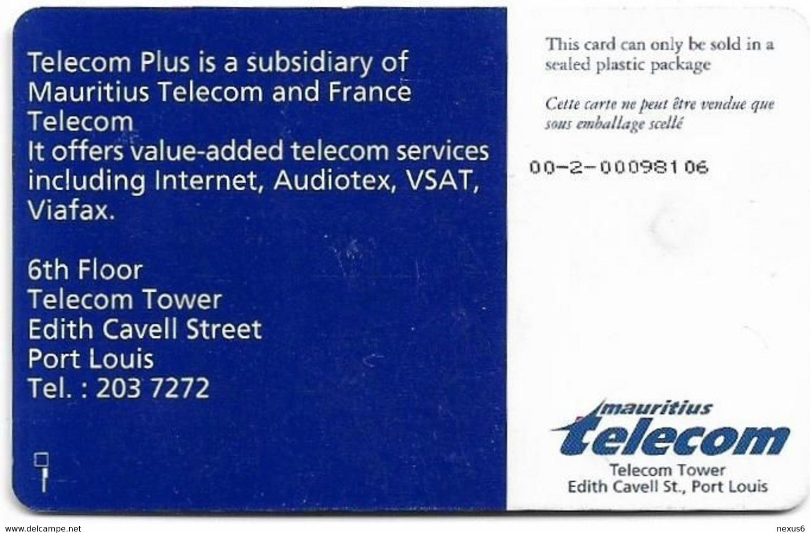 Mauritius - Mauritius Telecom (Chip) - Marguerite Flower, Gem2 Black, 115Units, 1998, 40.000ex, Used - Mauricio