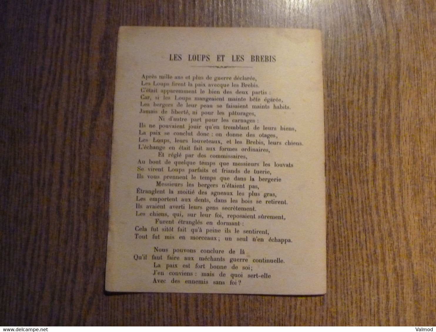 Protège-Cahier/Couverture "Fables De La Fontaine - Les Loups Et Les Brebis" - Format Plié 22,3 Cm X 17,7 Cm Environ. - Protège-cahiers