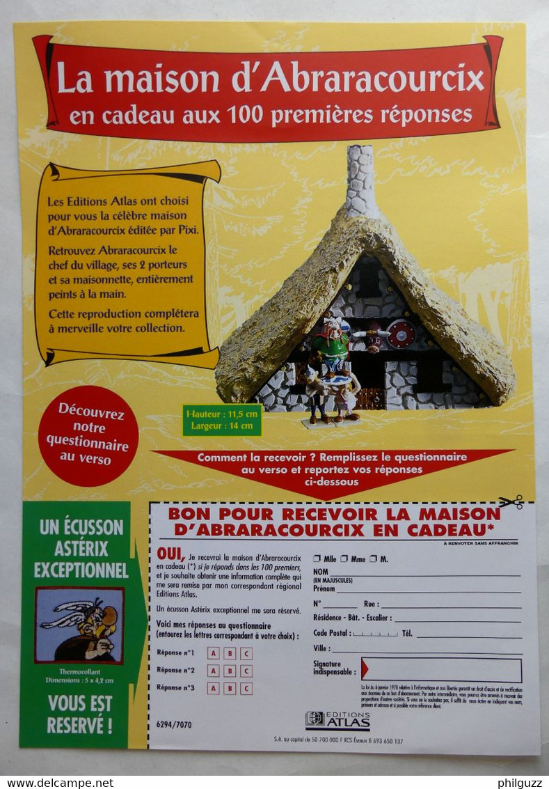 FLYERS ATLAS VILLAGE ASTERIX ECUSSON 2001 - Objets Publicitaires