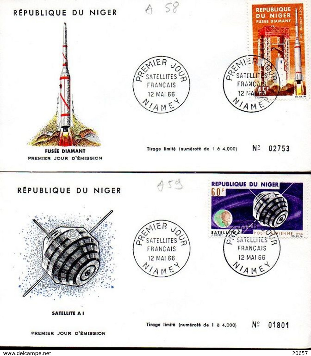 Niger A 058/61 Fdc Fusée Diamant, France, Kourou, Guyane, Satellites A1, FR1, D1 - Afrika