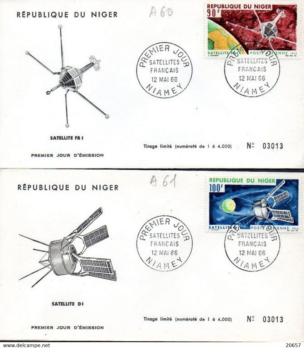 Niger A 058/61 Fdc Fusée Diamant, France, Kourou, Guyane, Satellites A1, FR1, D1 - Afrika