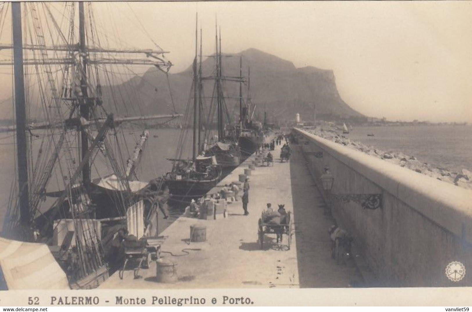 PALERMO-MONTE PELLEGRINO E PORTO-CARTOLINA  VERA FOTOGRAFIA-(NPG)-NON VIAGGIATA -ANNO 1905-1910 - Palermo