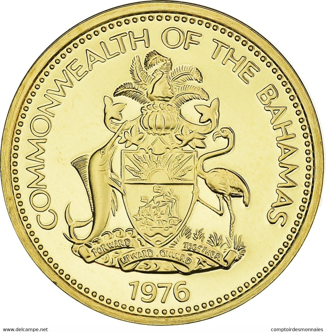 Monnaie, Bahamas, Elizabeth II, Cent, 1976, Franklin Mint, U.S.A., Proof, FDC - Bahamas