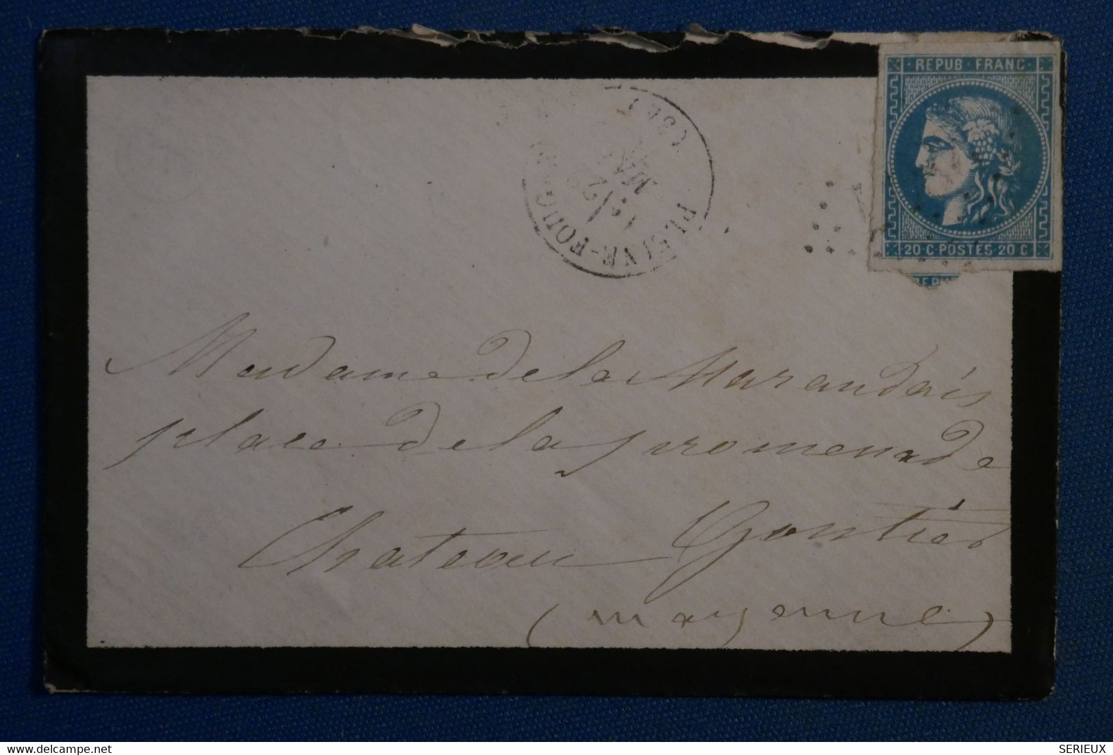 AQ7 FRANCE BELLE  LETTRE  1871 PLEINE FOUGERE   POUR CHATEAU GANTIER + CERES BORDEAUX BIEN MARGE +AFFRANCH. PLAISANT - 1870 Bordeaux Printing