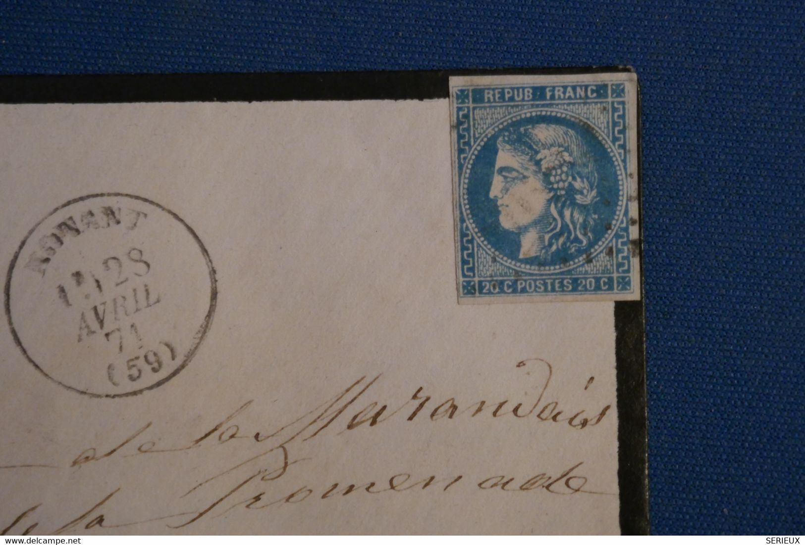 AQ8 FRANCE BELLE  LETTRE  1871 NONANT    POUR CHATEAU GANTIER + CERES BORDEAUX  +AFFRANCH. PLAISANT - 1870 Bordeaux Printing