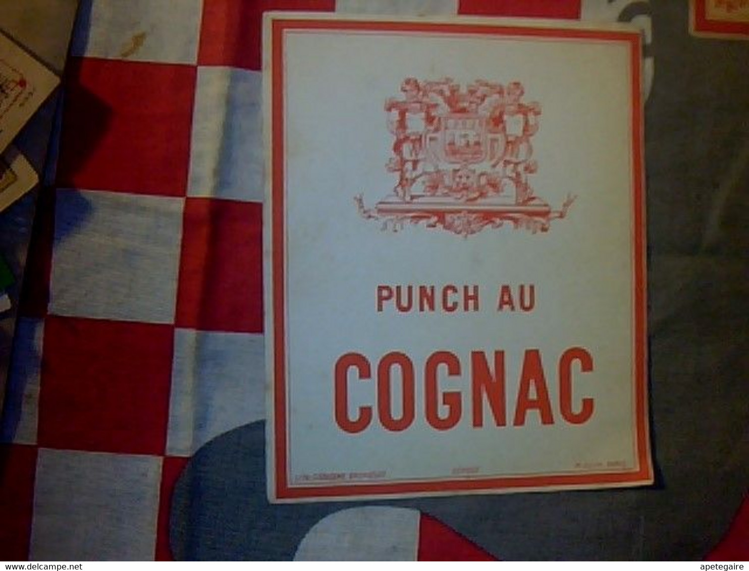 Belgique. Vieux Papier Collection Etiquette Non Utilisée  Alcool Punch Au Cognac Lithographie Goossens Bruxelles - Alcohols & Spirits