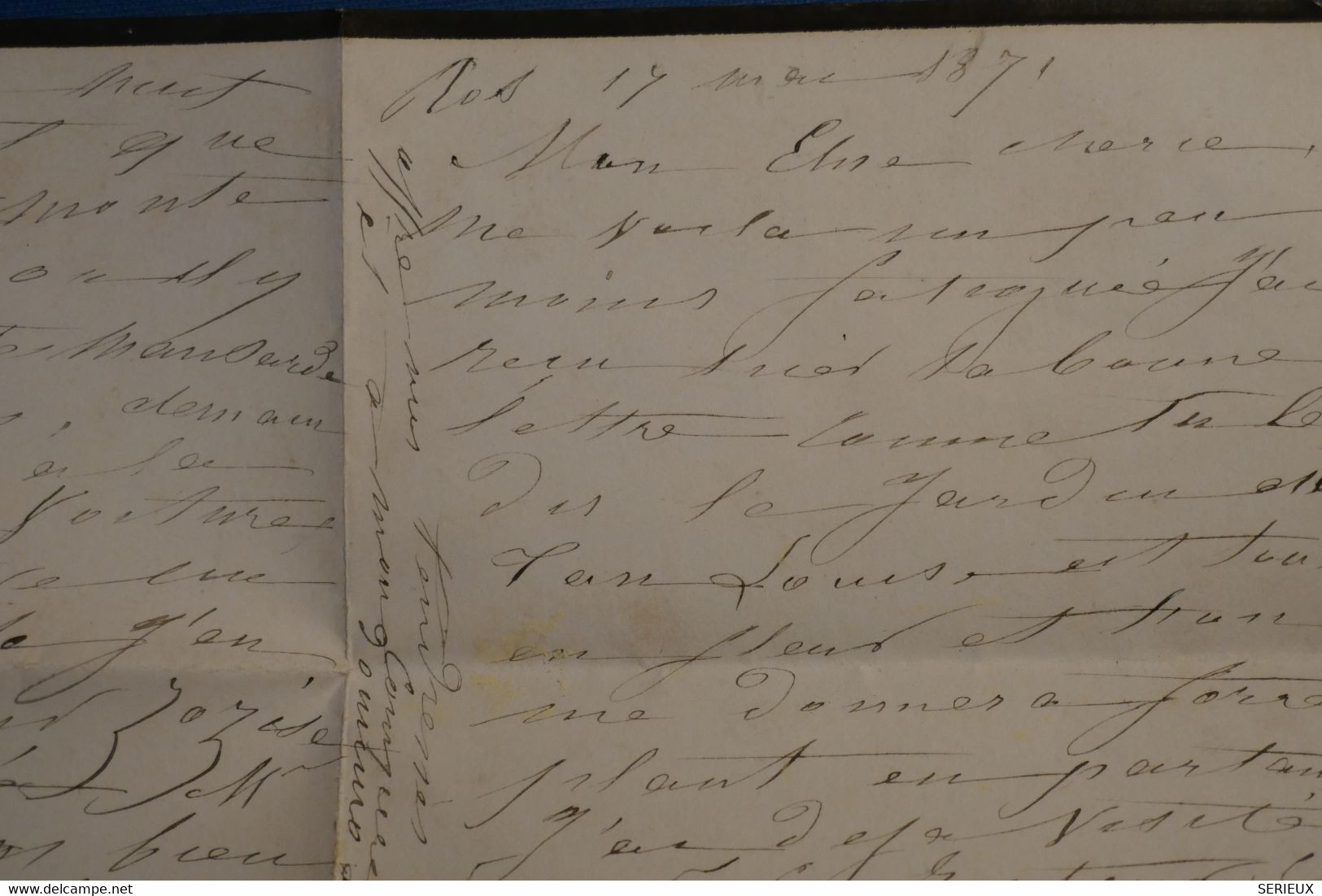 AQ8 FRANCE BELLE LETTRE 1871  PLEINE FOUGERE  POUR CHATEAU GANTIER  + CERES BORDEAUX  +AFFRANCH. INTERESSANT - 1870 Bordeaux Printing