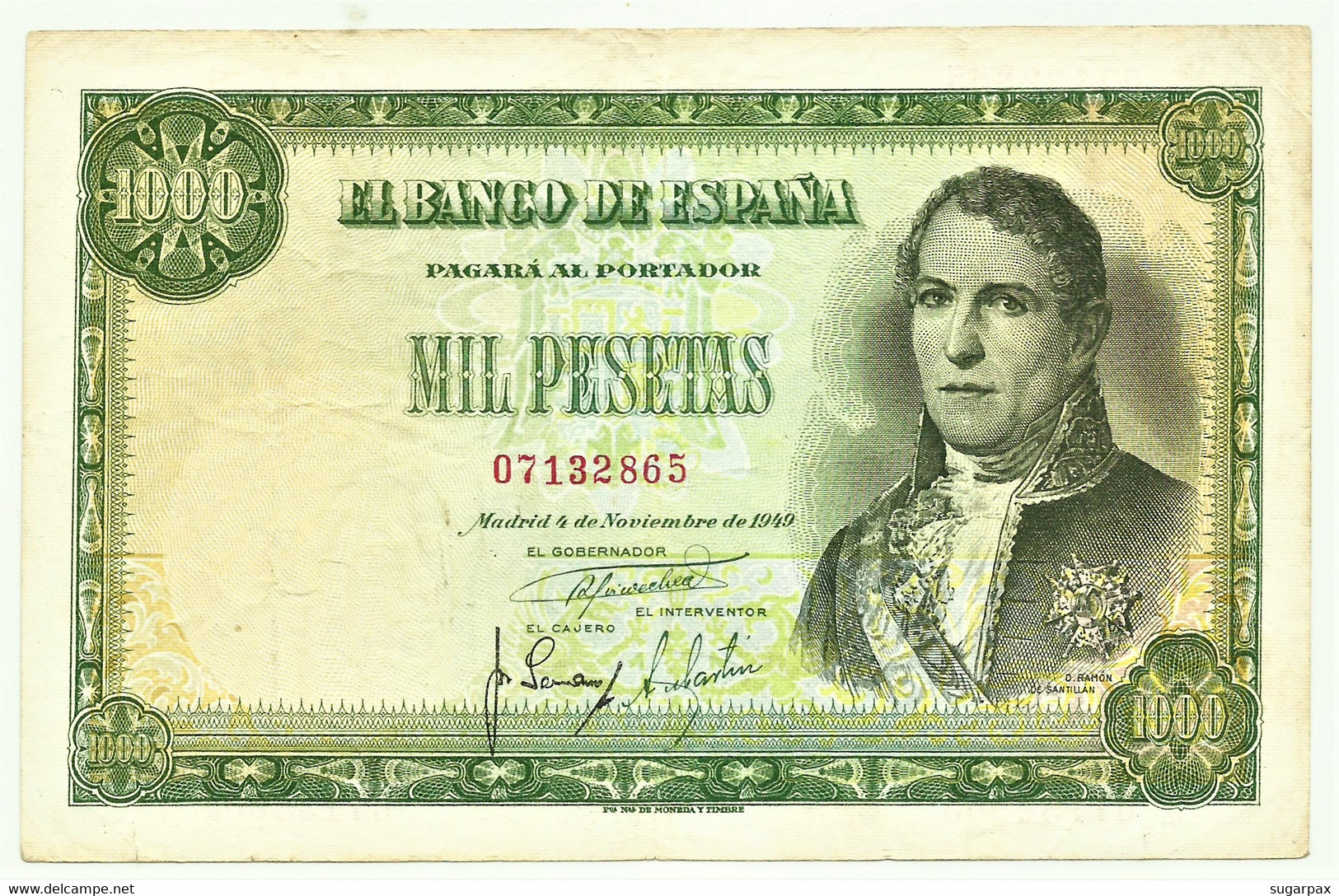 ESPAÑA - 1000 Pesetas - 4 De Noviembre De 1949 ( 1951 ) - Pick 138 - Ramón De Santillan - 1.000 - 1000 Pesetas