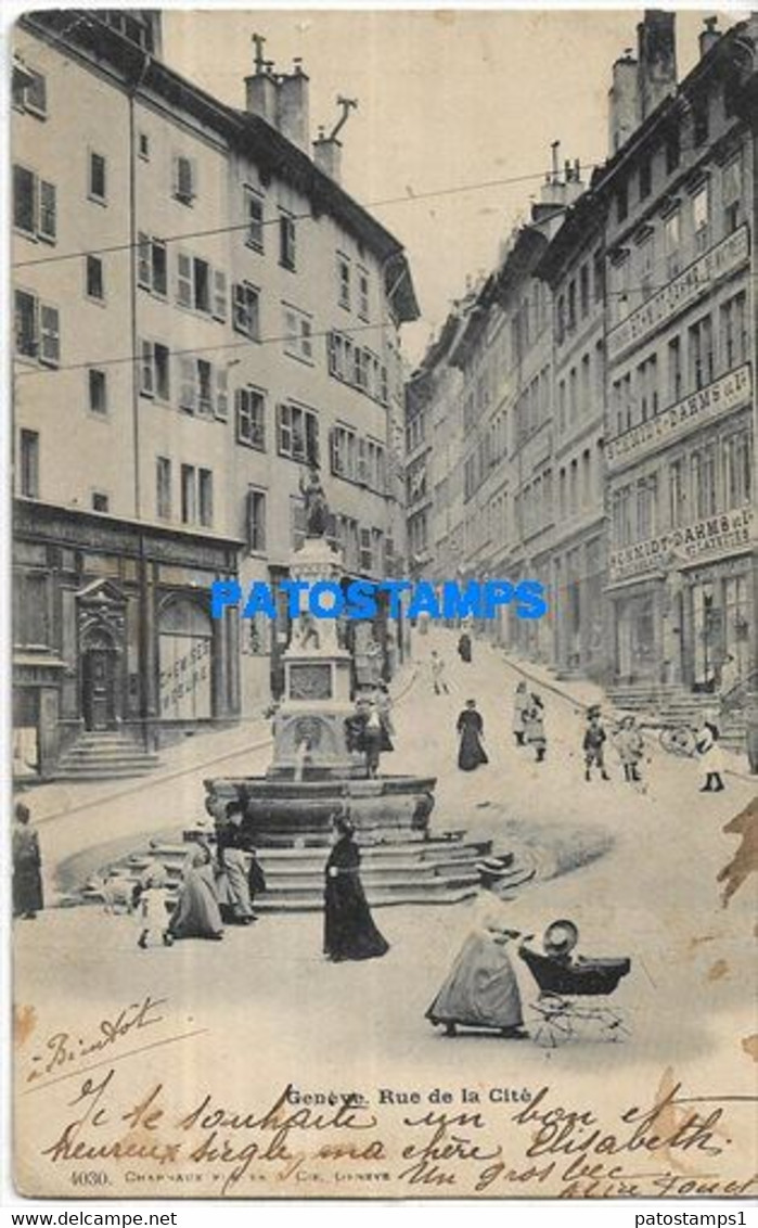 179669 SWITZERLAND GENEVE STREET OF CITY SPOTTED CIRCULATED TO CAROUGE POSTAL POSTCARD - Carouge
