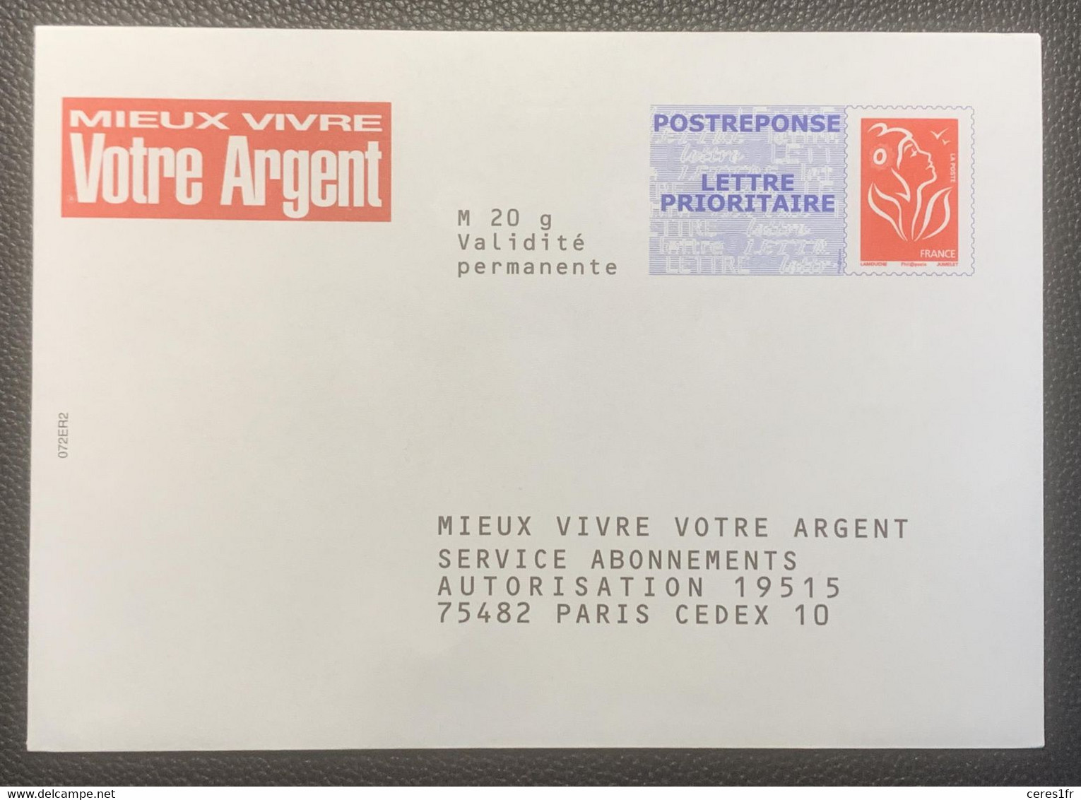 PAP126 - PAP Réponse  Neuf 110x154 Marianne Lamouche Tarif LETTRE PRIORITAIRE Repiqué Mieux Vivre Votre Argent 07P597 - PAP : Antwoord /Lamouche