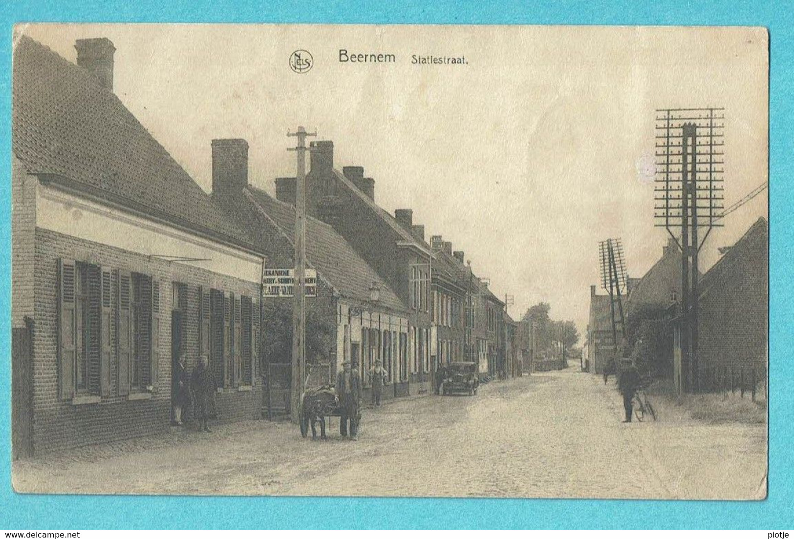 * Beernem (West Vlaanderen) * (Nels, Uitg M. De Prest - Martens, Nr 19) Statiestraat, Animée, Attelage Chien, TOP - Beernem