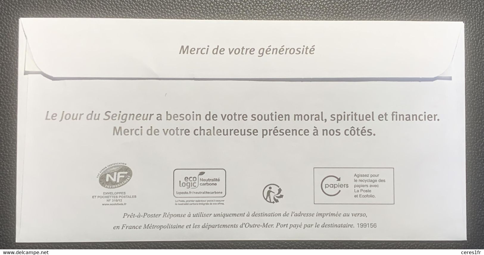 PAP144 - PAP Réponse  Neuf 110x220 Marianne L'Engagé Tarif PRIO Repiqué CFRT / Le Jour Du Seigneur 199156 - PAP: Antwort