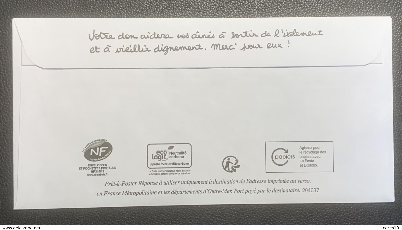 PAP162 - PAP Réponse  Neuf 110x220 Marianne L'Engagé Tarif PRIO Repiqué Les Petits Freres Des Pauvres 204637 - PAP: Antwort