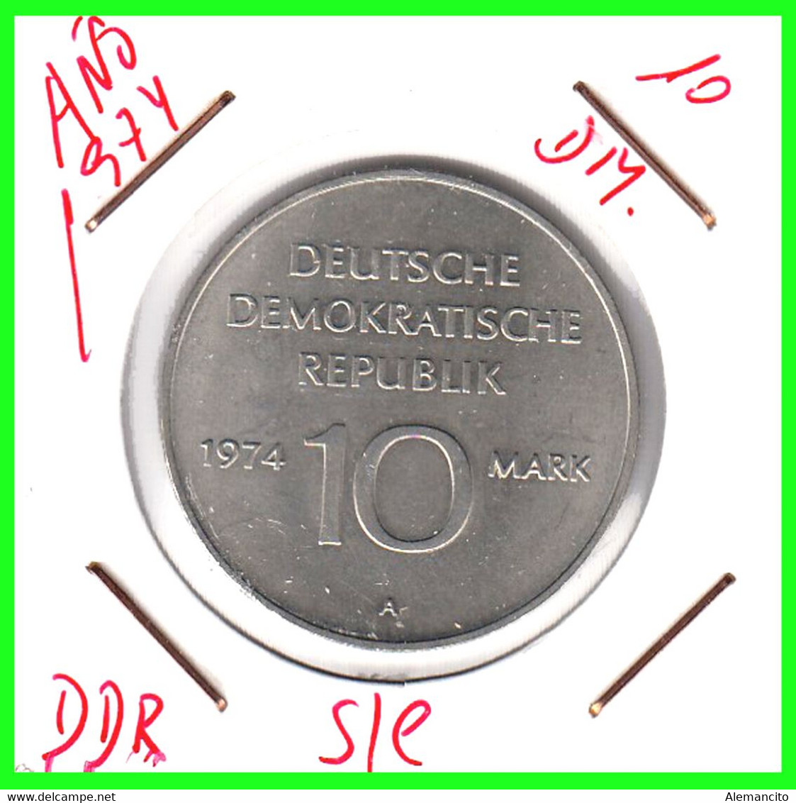 ( GERMANY ) REPUBLICA DEMOCRATICA DE ALEMANIA AÑO 1974 ( RDA ) MONEDA DE 10-DM - ALEMANIA DDR - 10 DM  COPPER-NICKEL, 31 - Colecciones