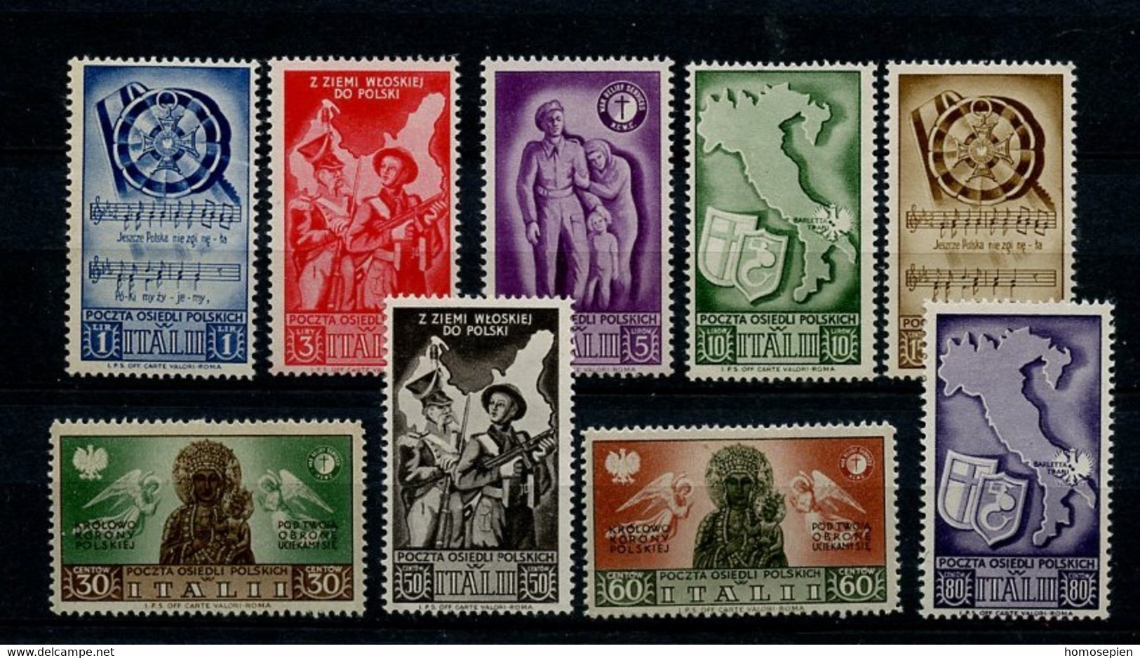 Italie Corpo Polacco - Italy - Italien 1946 Y&T N°PCP1à 9 - Michel N°(?) *** - Exil Polonais En Italie - 1946-47 Zeitraum Corpo Polacco