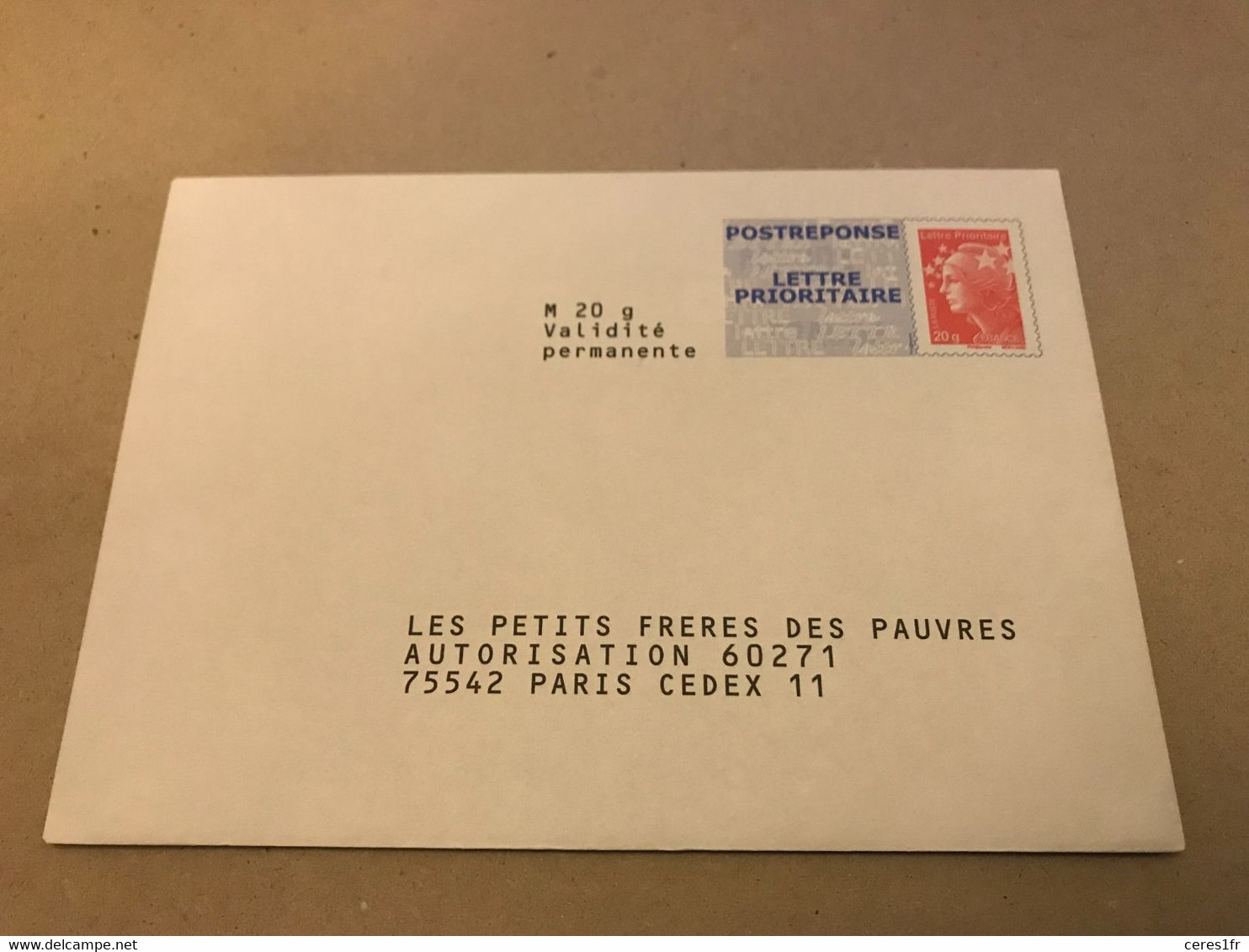 PAP013 - PAP Réponse  Neuf 110x154 Marianne De Beaujard Tarif LETTRE PRIORITAIRE Repiqué Les Petits Freres Des Pauvres - Listos Para Enviar: Respuesta /Beaujard