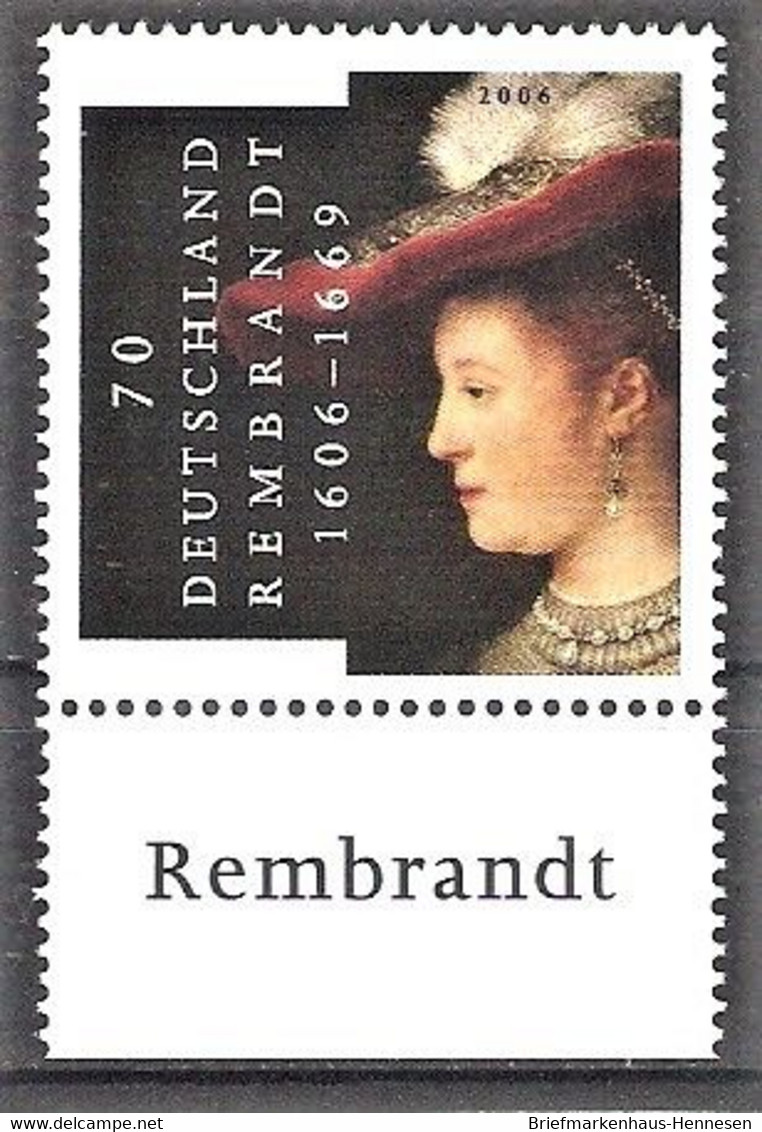 BRD Mi.Nr. 2550 ** Unterrand - 400. Geburtstag Von Rembrandt 2006 - Unused Stamps