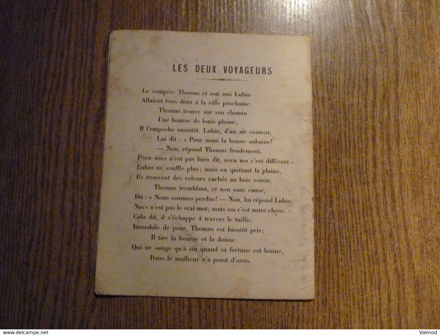 Protège-Cahier/Couverture "Fables De Florian - Les Deux Voyageurs" - Format Plié 22,5 Cm X 17,7 Cm Environ. - Protège-cahiers