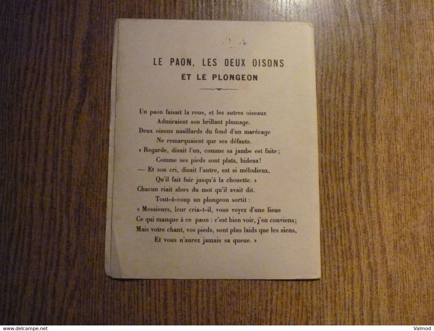 Protège-Cahier/Couverture "Fables De Florian - Le Paon, Les Deux Oisons Et Le Plongeon" - Format Plié 22,5x17,8 Cm Env. - Protège-cahiers