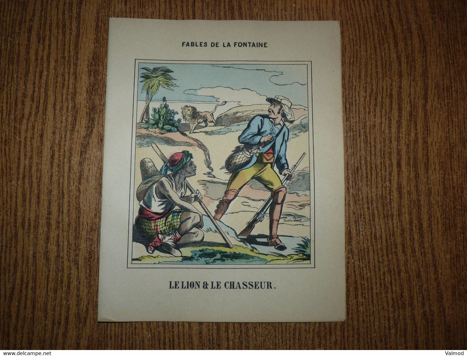 Couverture-Protège Documents "Le Lion Et Le Chasseur" & Autres Fables De La Fontaine -Format Plié 22,7x 17,8 Cm Environ. - Protège-cahiers