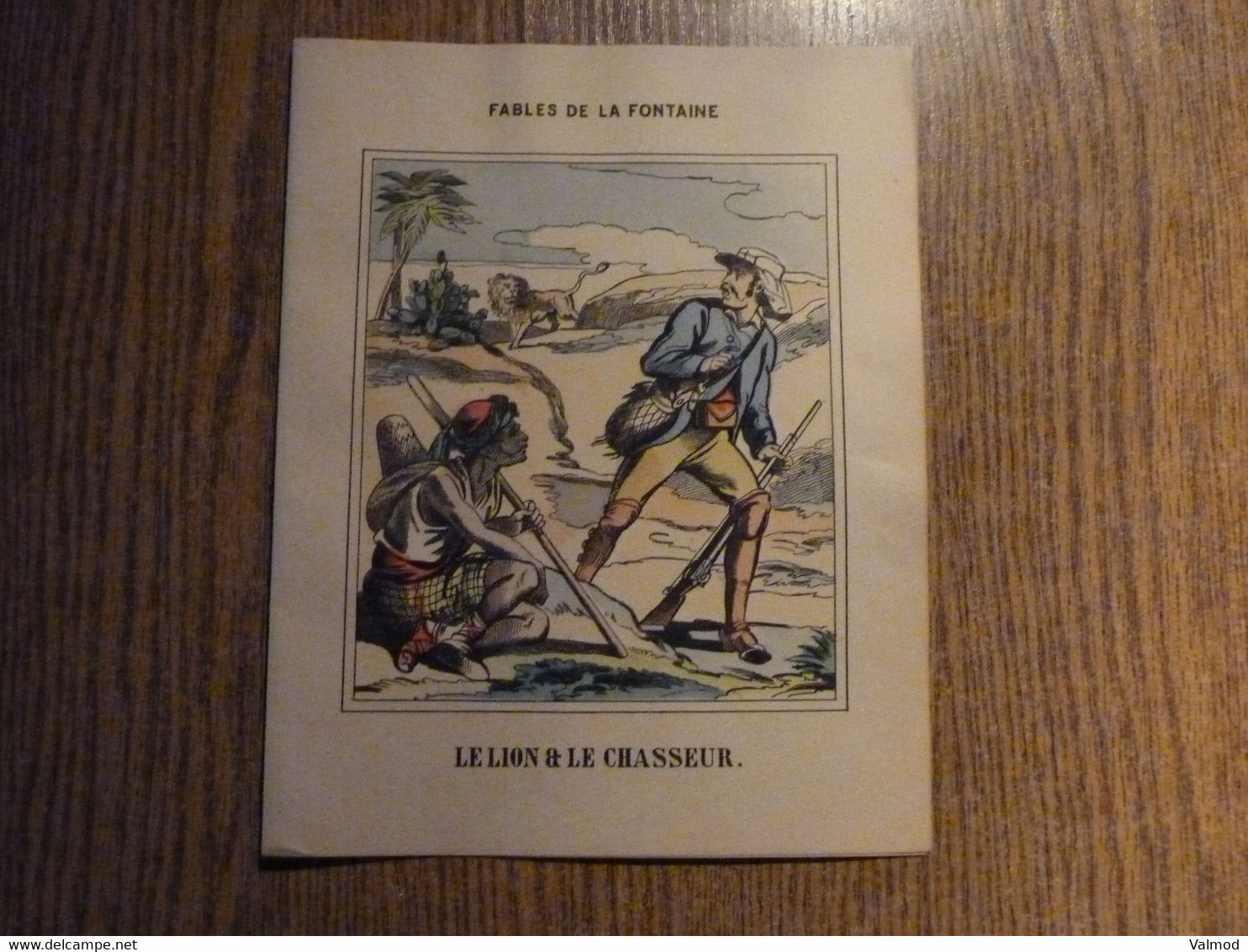 Couverture-Protège Documents "Le Lion Et Le Chasseur" & Autres Fables De La Fontaine -Format Plié 22,7x 17,8 Cm Environ. - Protège-cahiers
